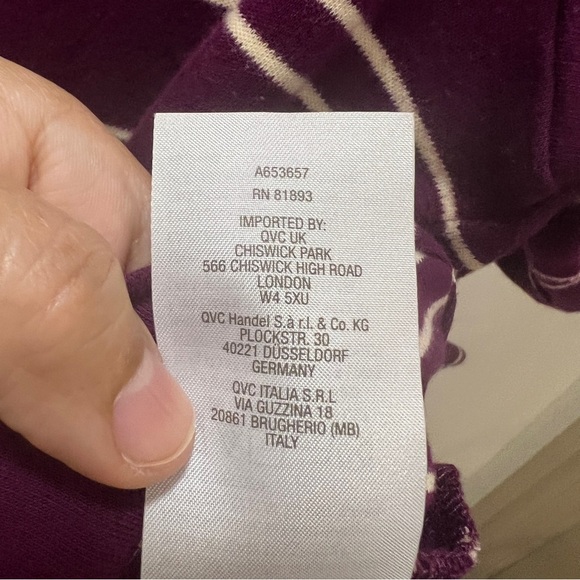 Isaac Mizrahi Live! Women's Top Purple & Cream Stripes Medium - Picture 5 of 7